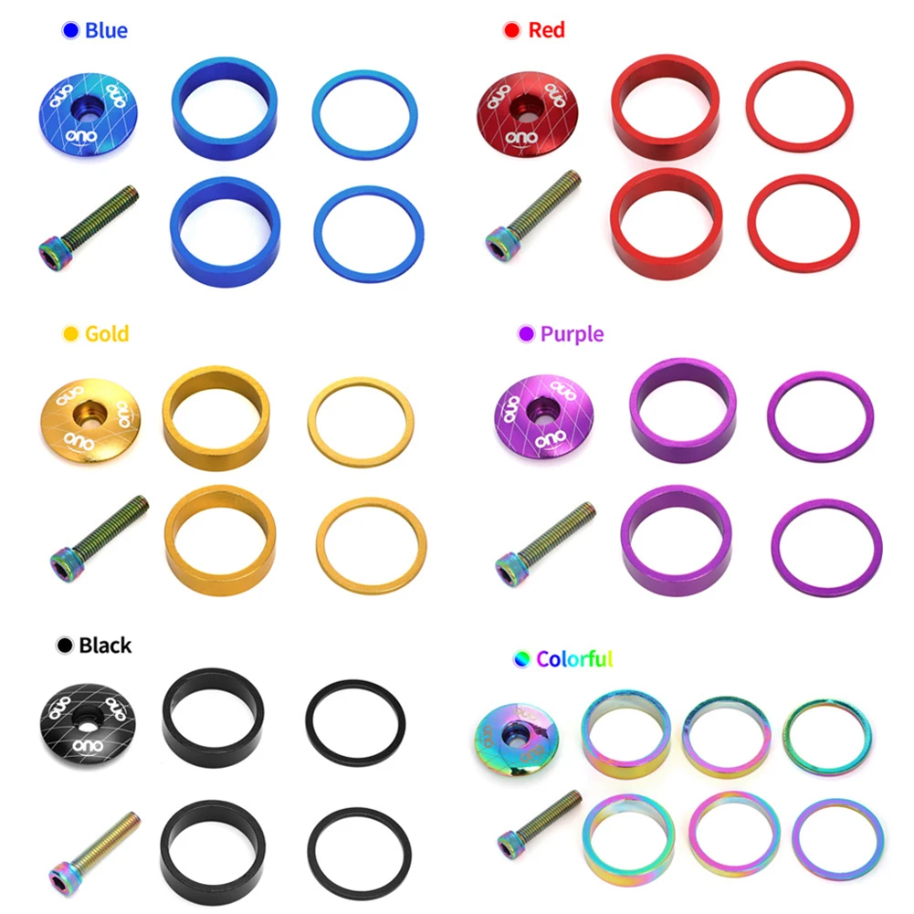OUO MTB Bicycle Stem Top Cap Headset Cover Spacers Kit Front Fork Ring Spacer