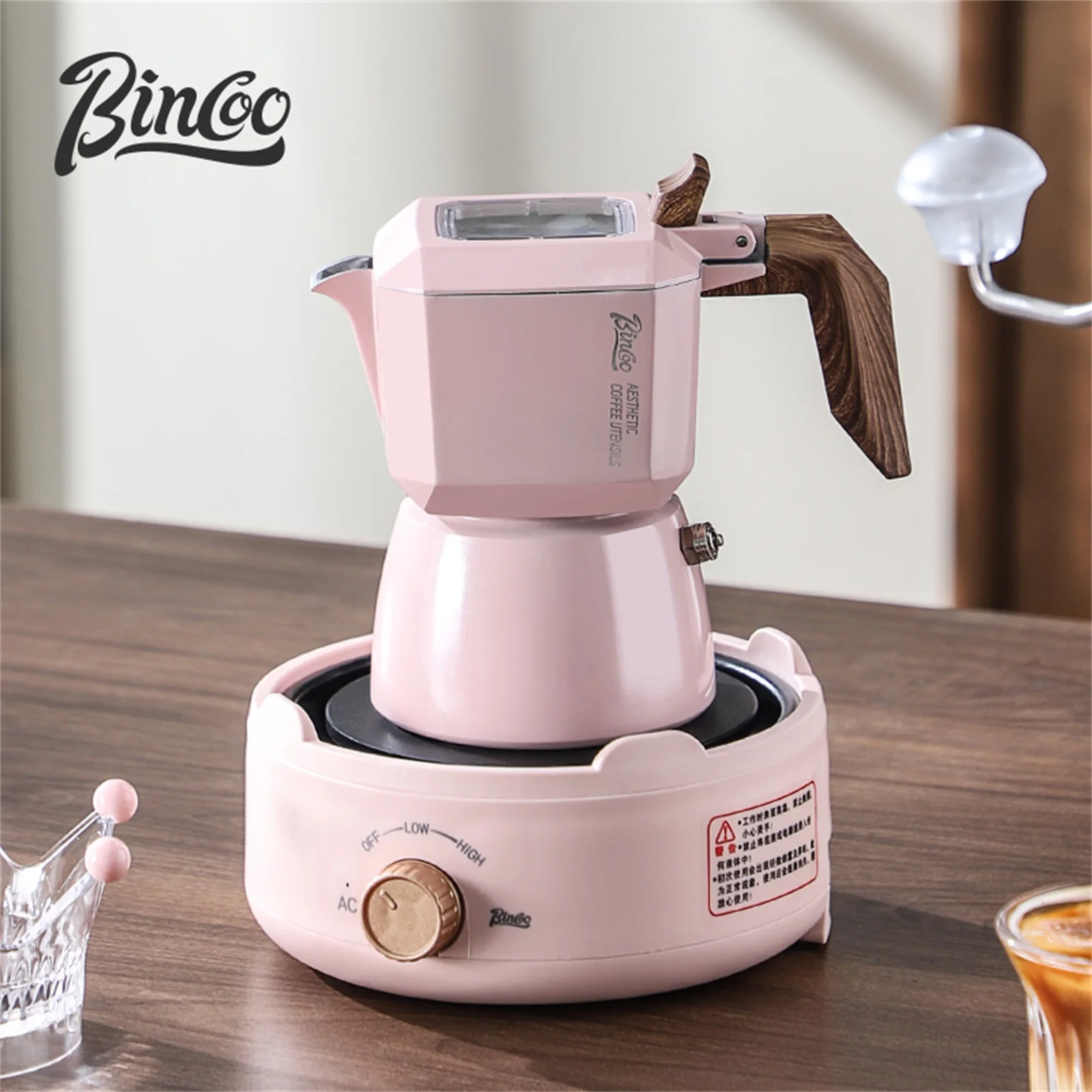 Bincoo Dual Valve Moka Pot Electric Heater Base Espresso Maker