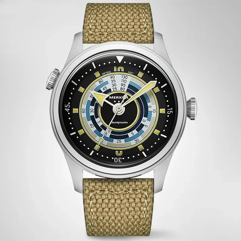 Мужские кварцевые часы Merkur Skin diver, Сияющие повседневные механические часы в стиле ретро, Водонепроницаемость 100 м, стальные военные часы, винтажные, 38 мм, предварительная продажа (art.: 3920c1943d5c7) - 3920c1943d5c7