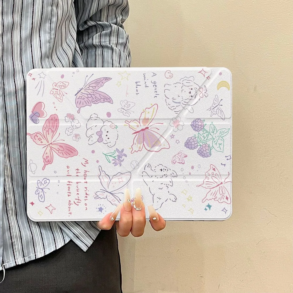 Stylish Tablet Case with Pencil Holder - Cute Design