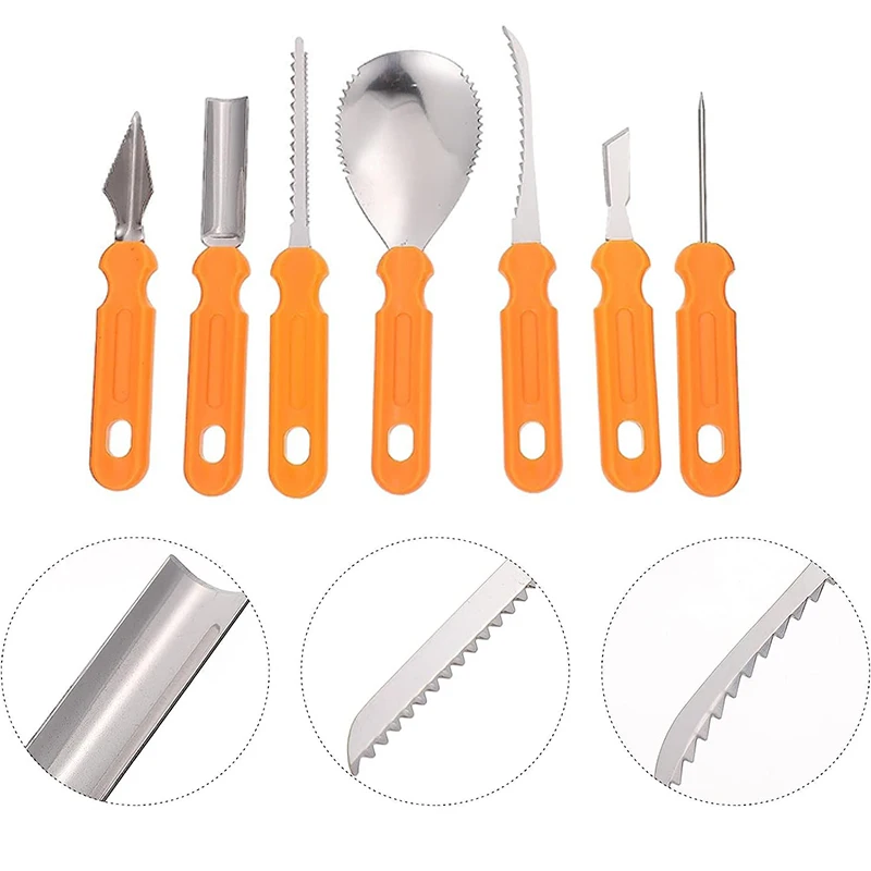 7pcs/set Halloween Pumpkin Carving Knife Stainless Steel DIY Handmade Carving Pumpkin Lantern Knife Tools Making Tools