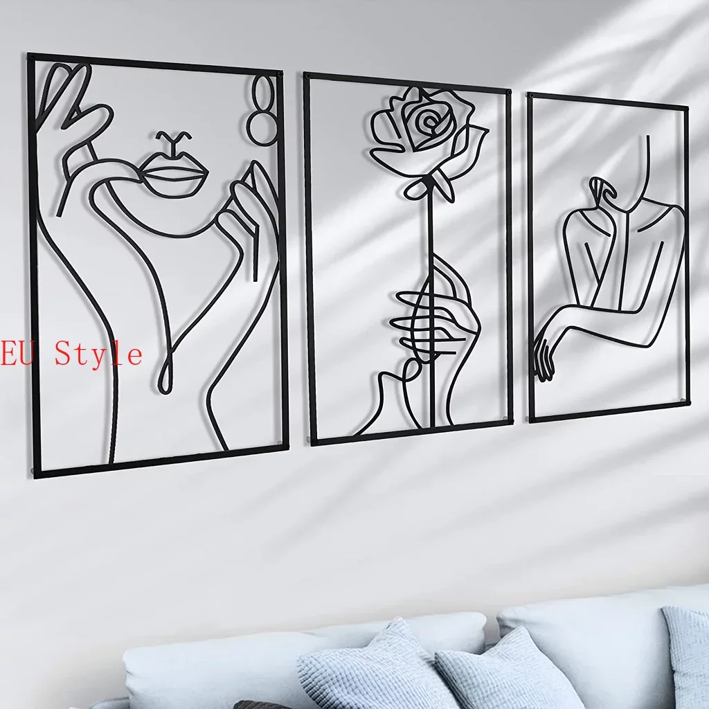 

Thickened Modern Metal Line Art Home Decor Simple Silhouette Female Body Abstract Line Home Hanging Decor Wall Sculptures Outdo