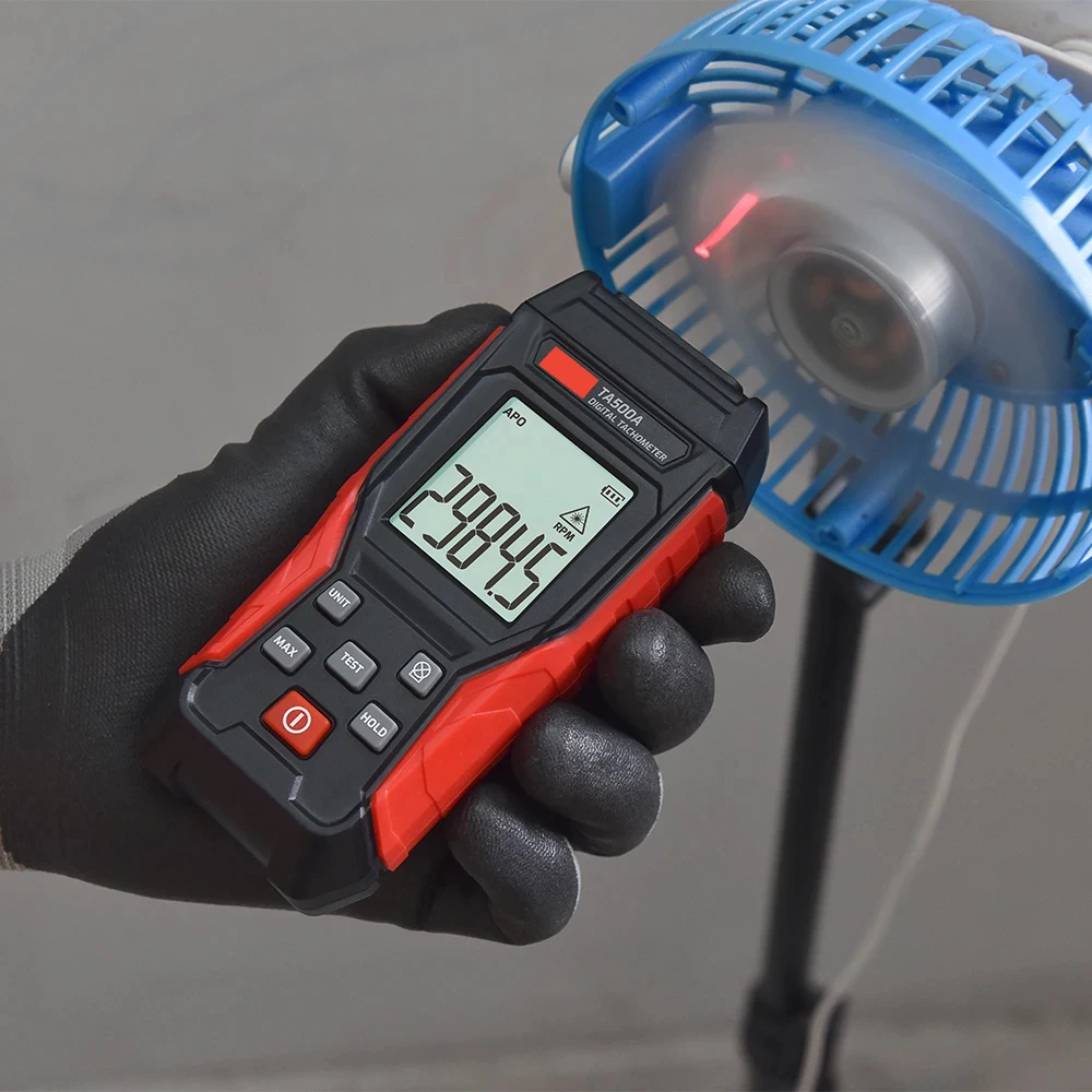 TA500C Digital Laser Tachometer Contact/Non-Contact/Dual Mode RPM Meter Engine S