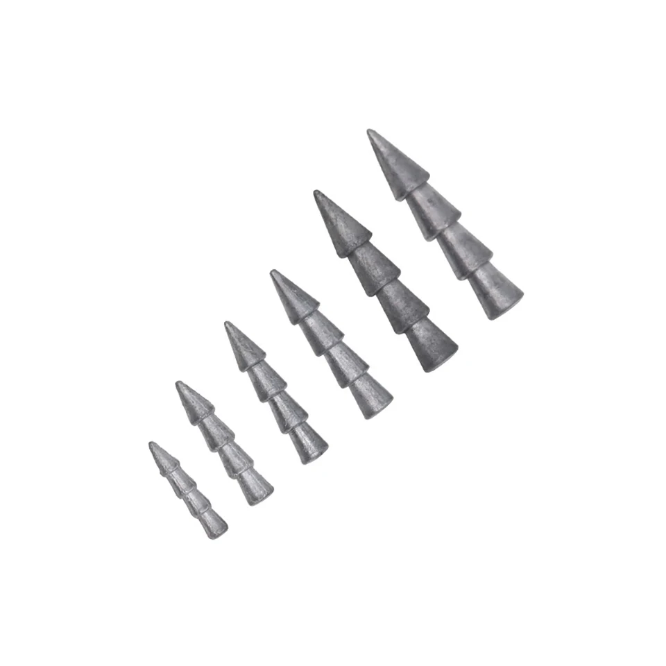 

WALK FISH 20Pcs/Lot 0.6g/1.1g/1.5g/2g/3.7g/4.2g Lead Sinker Nail Weights Lead Worm Insert Sinker For Soft Bait Fishing Tackle