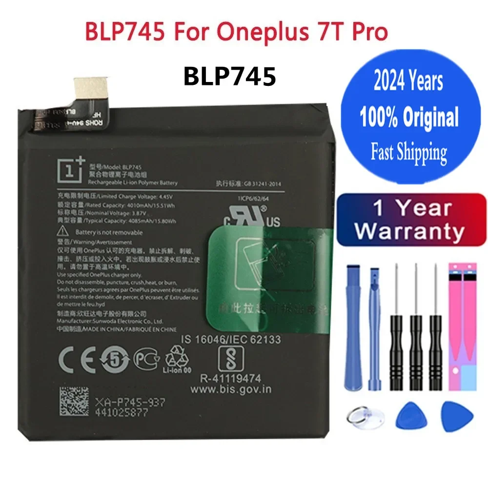 

2024 Years 4000mAh BLP745 100% Original Battery For Oneplus 7T Pro 7TPro High Capacity One Plus Phone Battery Batteries + Tools