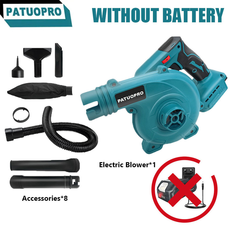 PATUOPRO Brushless Electric Air Blower Portable Leaf Computer Dust Collector Cleaning Tools For Makita 18V Battery（No Battery）