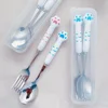 Stainless Steel Spoon and Fork Set with Storage Box Portable Tableware Cute Cat Paw Shaped Dinnerware Kit for Adults Kids School 1