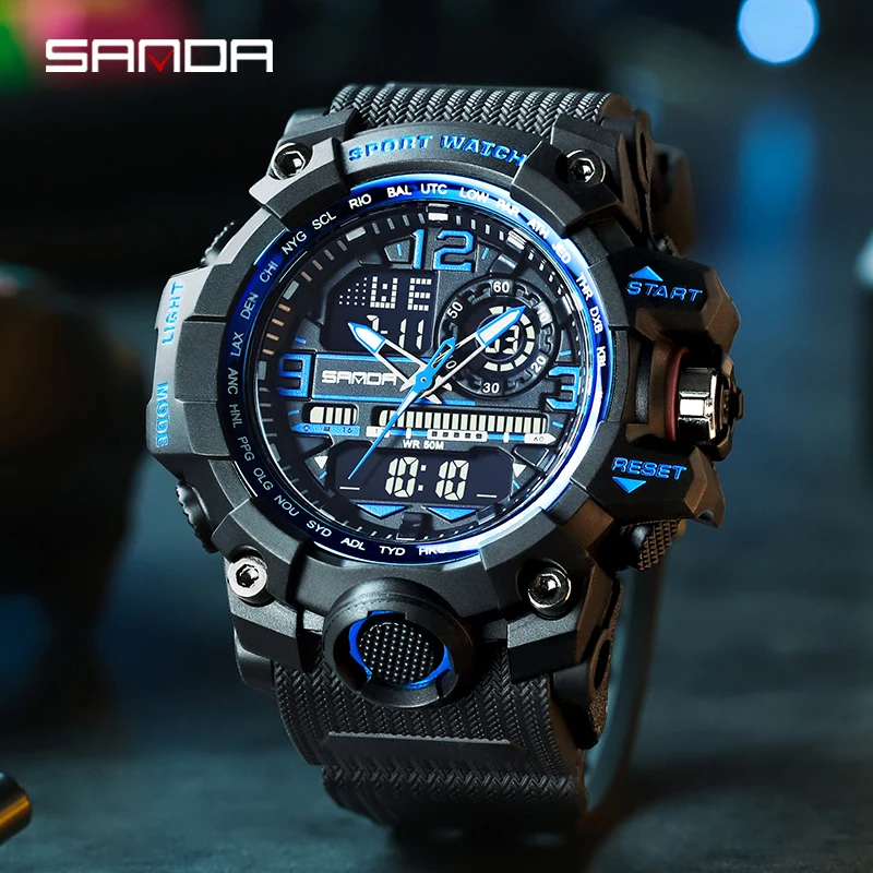 SANDA Top Brand Luxury G style Military LED Digital Watches Mens