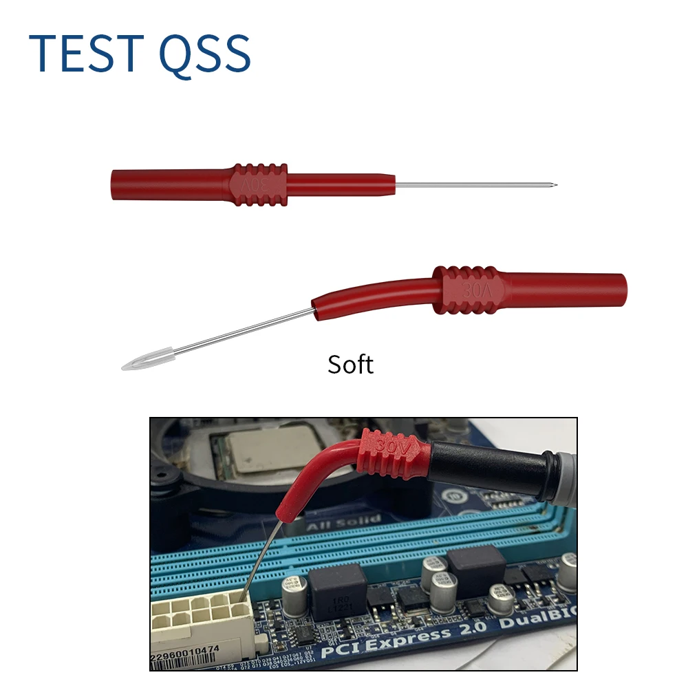 QSS 구부릴 수 있는 유연한 테스트 프로브 팁, 4mm 쌓을 수 있는 바나나 소켓 테스트 백 프로브 핀, 피어싱용 Q.30010, 2 개