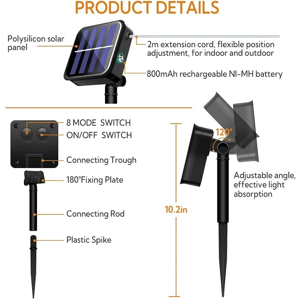 Solar String Lights Outdoor Waterproof Solar Fairy Lights 8 Modes Christmas for Garden Patio Wedding Decorations solar lights