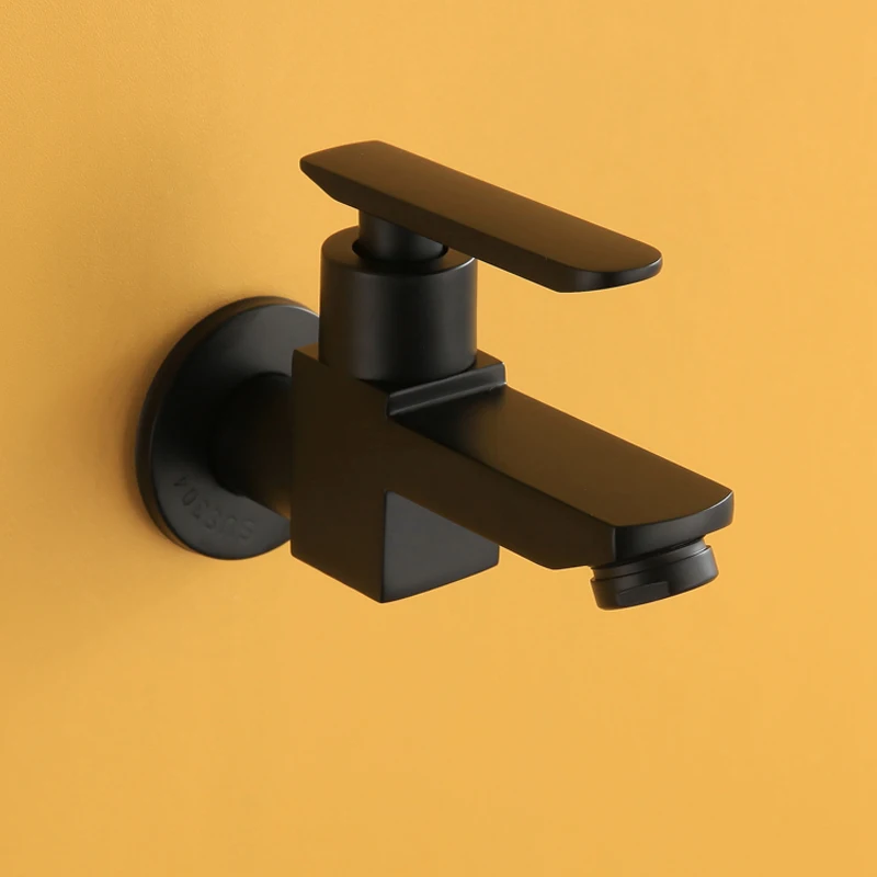 Gun gray mop pool faucet household balcony bathroom single cooling quick opening outdoor extended faucet splash proof black bathroom faucet water tap faucet