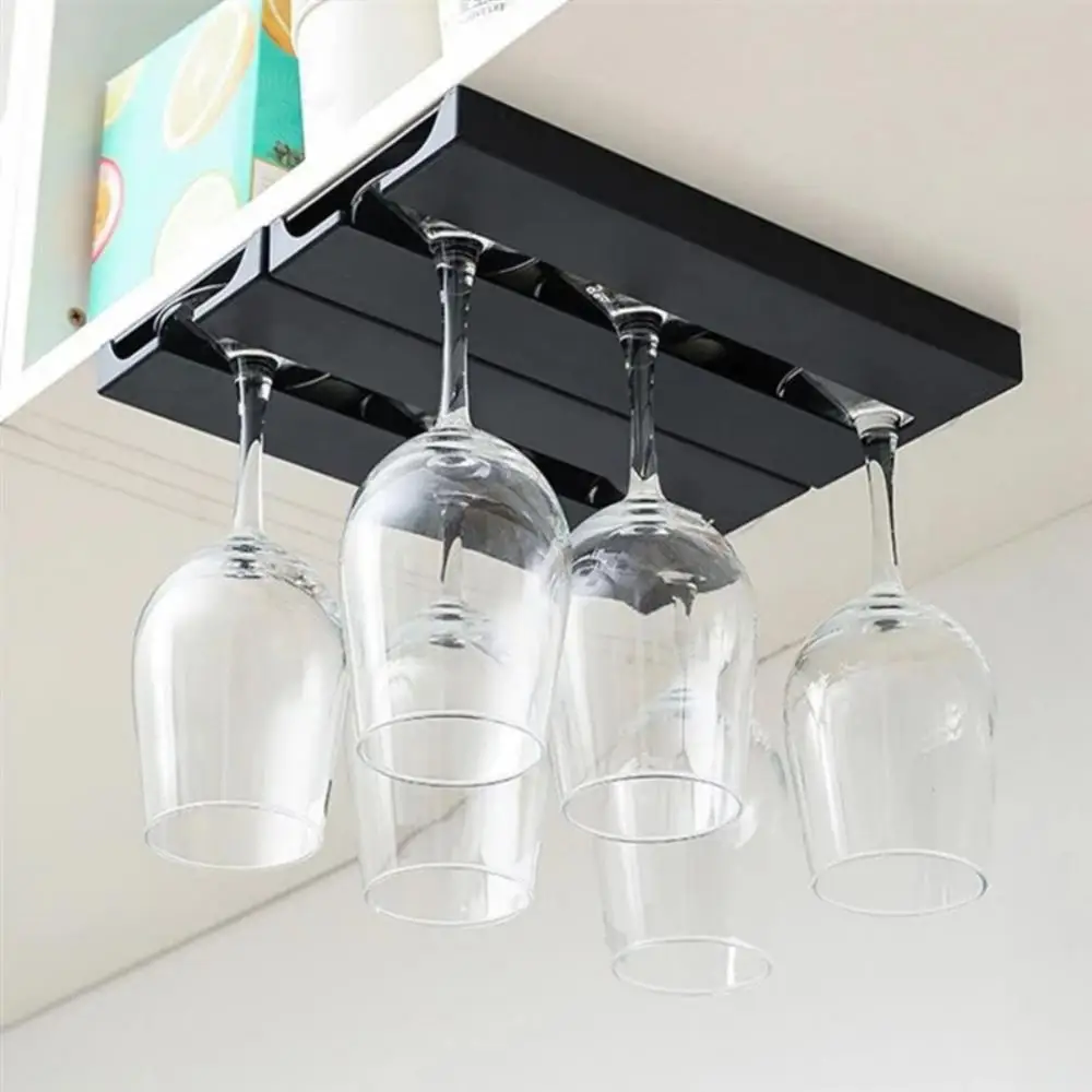 Kitchen Accessories Wall Mount Wine Glasses Holder Stemware Classification Hanging Glass Cup Rack Punch-free Cupboard Organizer wall mounted organizer wine glass storage rack