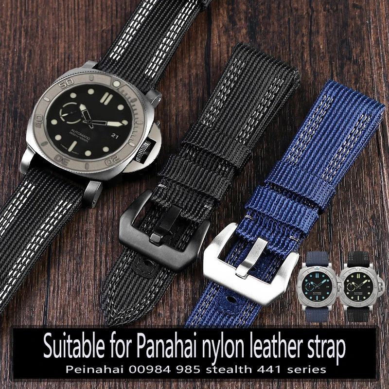 For Panahai PAM00984 00985 Diving Series Bracelet High-quality Nylon Leather Watchband Men's 24MM 26MM Large Canvas Watch Chain