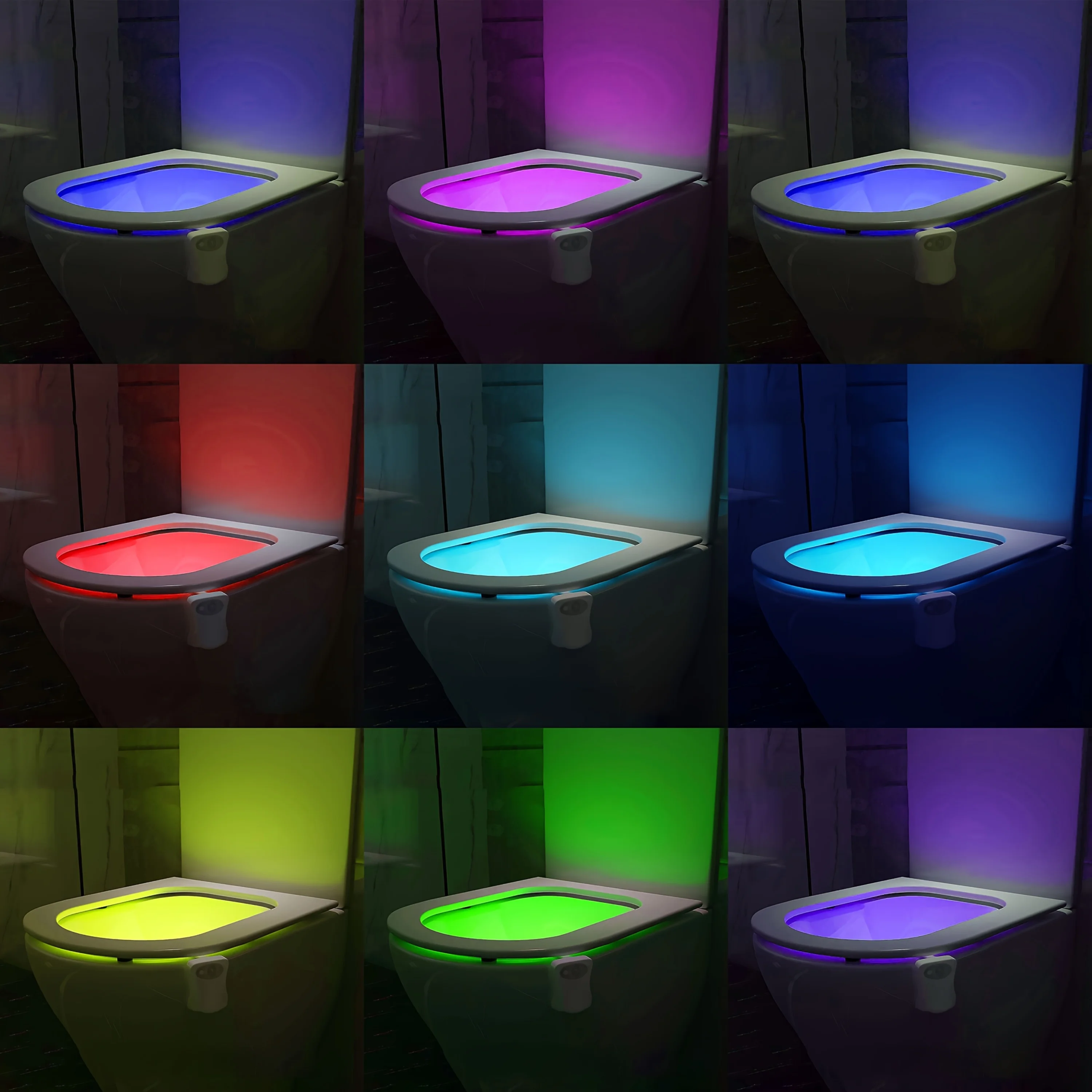 Motion Sensor Light LED Night Light LED Motion Sensor Light Night Light Motion Sensor Night Light LED Night Lamp Motion Sensor LED Light Motion Sensor Lamp 16-Color LED Toilet Night Light Motion Sensor Easy Install Energy-Saving Bathroom Illumination Perfect Gift Home De