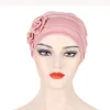 Beautiful Women Elastic Flower Headscarf Turban Muslim Headwear Chemo Cap Hair Loss Beanies Hat Skullies Caps Bandanas Headwear 2