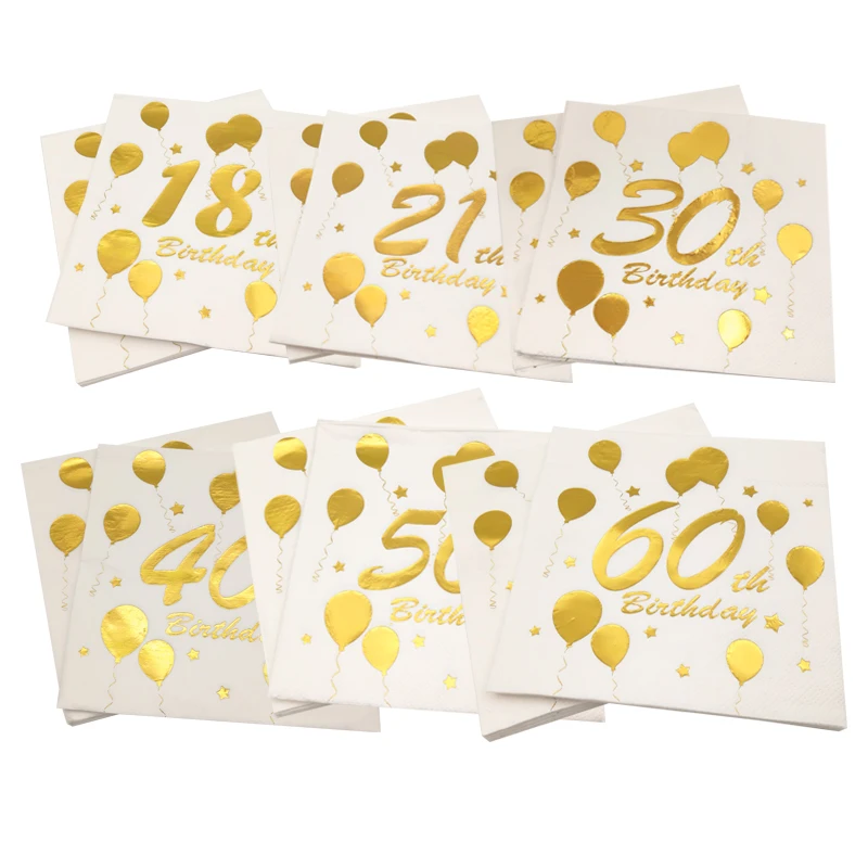 

18 21 30 40 50 60 Years Old Hot Stamped Birthday Napkins For Adults Happy Birthday Party Anniversary Commemorate Decor Tissue