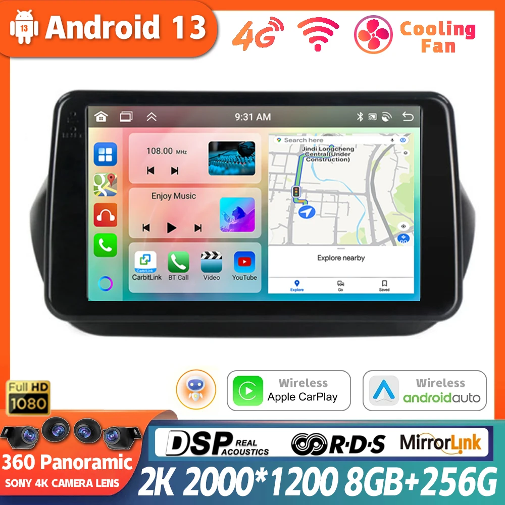 Android 13 Per Fiat Fiorino Qubo Per Citroen Nemo Per Peugeot Bipper 2008 - 2017 Autoradio Stereo Multimedia Player 360 ° Fotocamera