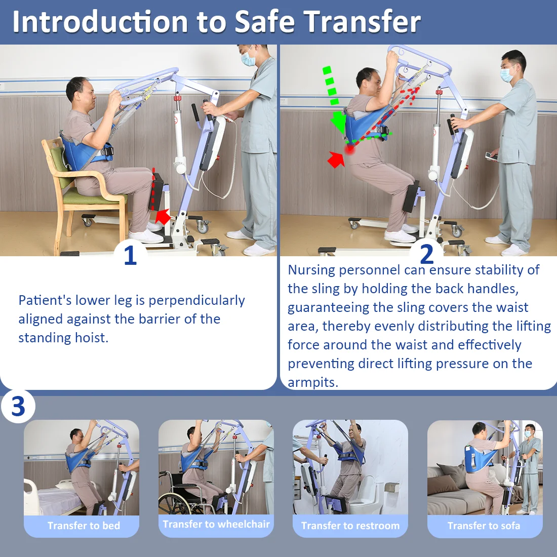 Patient Lift Sling EZ Assistive Comfort Patient Lift Sling Stand Assist Harness Sit to Stand Support Raiser Hoist Belt Handles Disabled