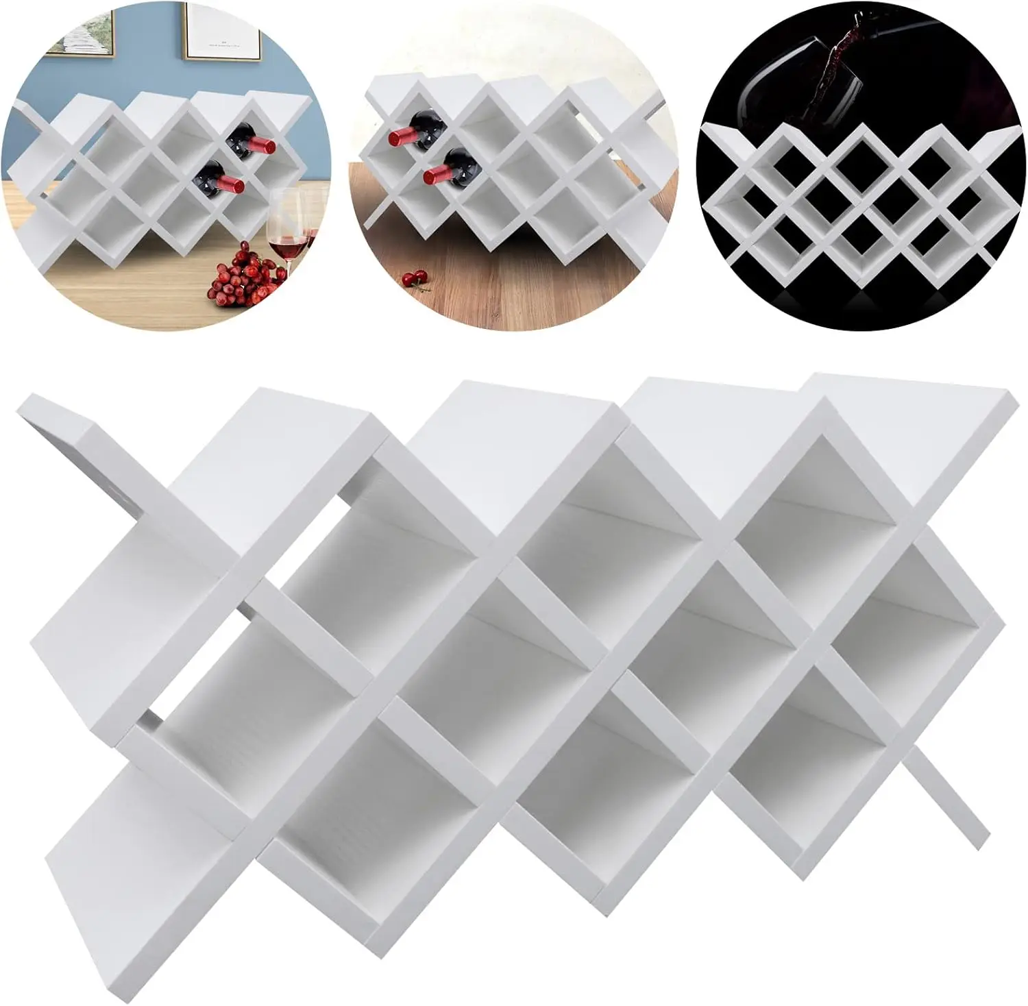 Modern Detachable Wood Wine Bottles Rack for 10 Bottles,Wall-Mounted Wine Holder,Free Standing Wine Storage and Display Rack