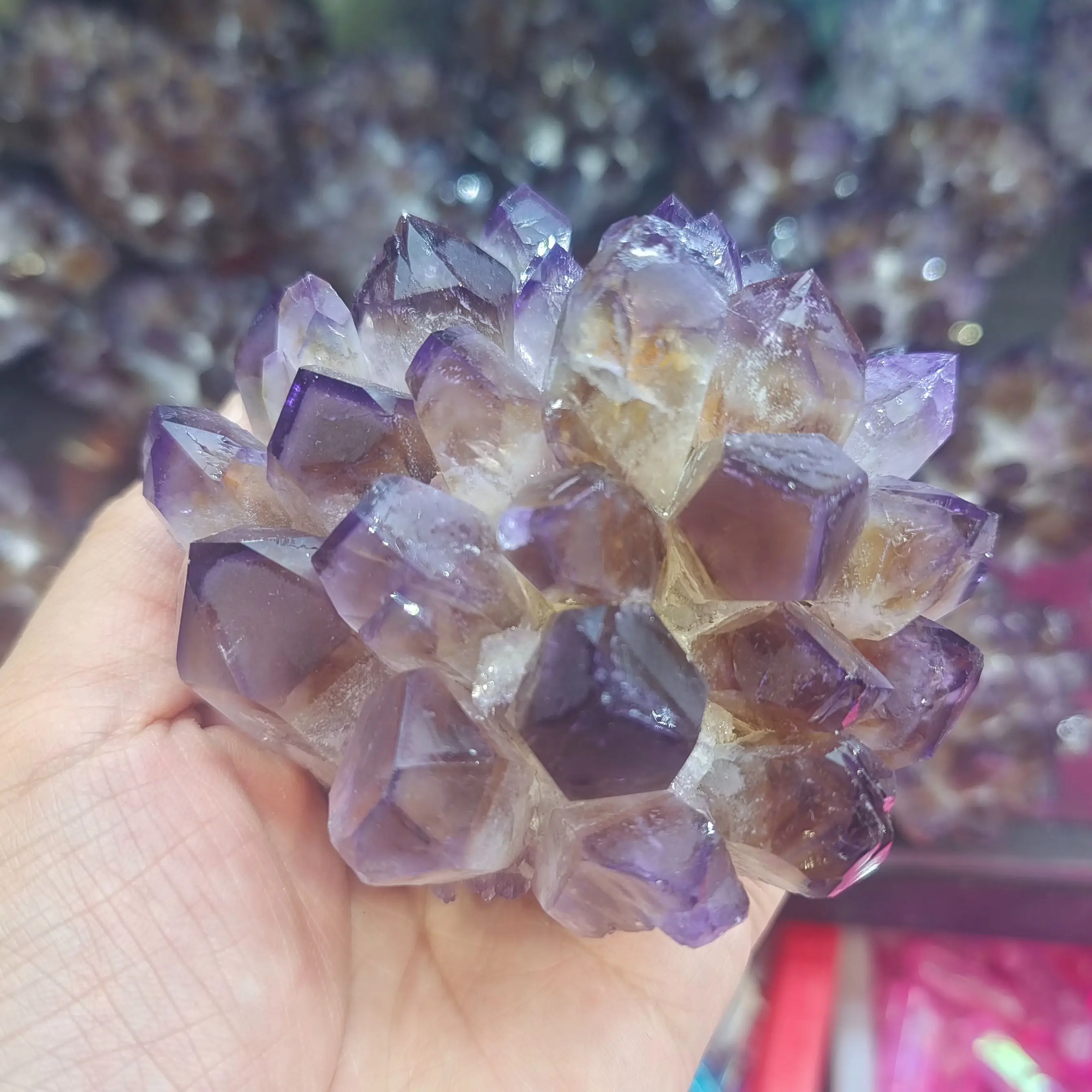 

Natural Amethyst Purple Ghost Phantom Quartz Crystal Cluster, Healing Specimen, Home Decor, Degaussing, 1Pc, 1000g