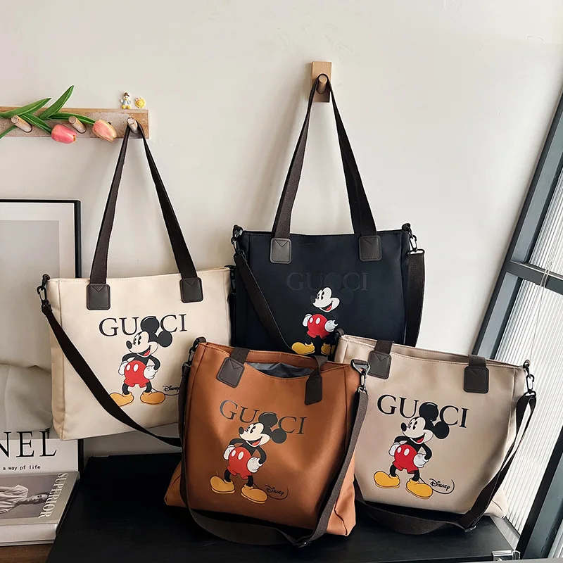 

Disney Mickey Canvas Bag Women's Versatile Casual Shoulder Bag Commuter Handbag Large Capacity Multifunctional Mommy Tote Bag