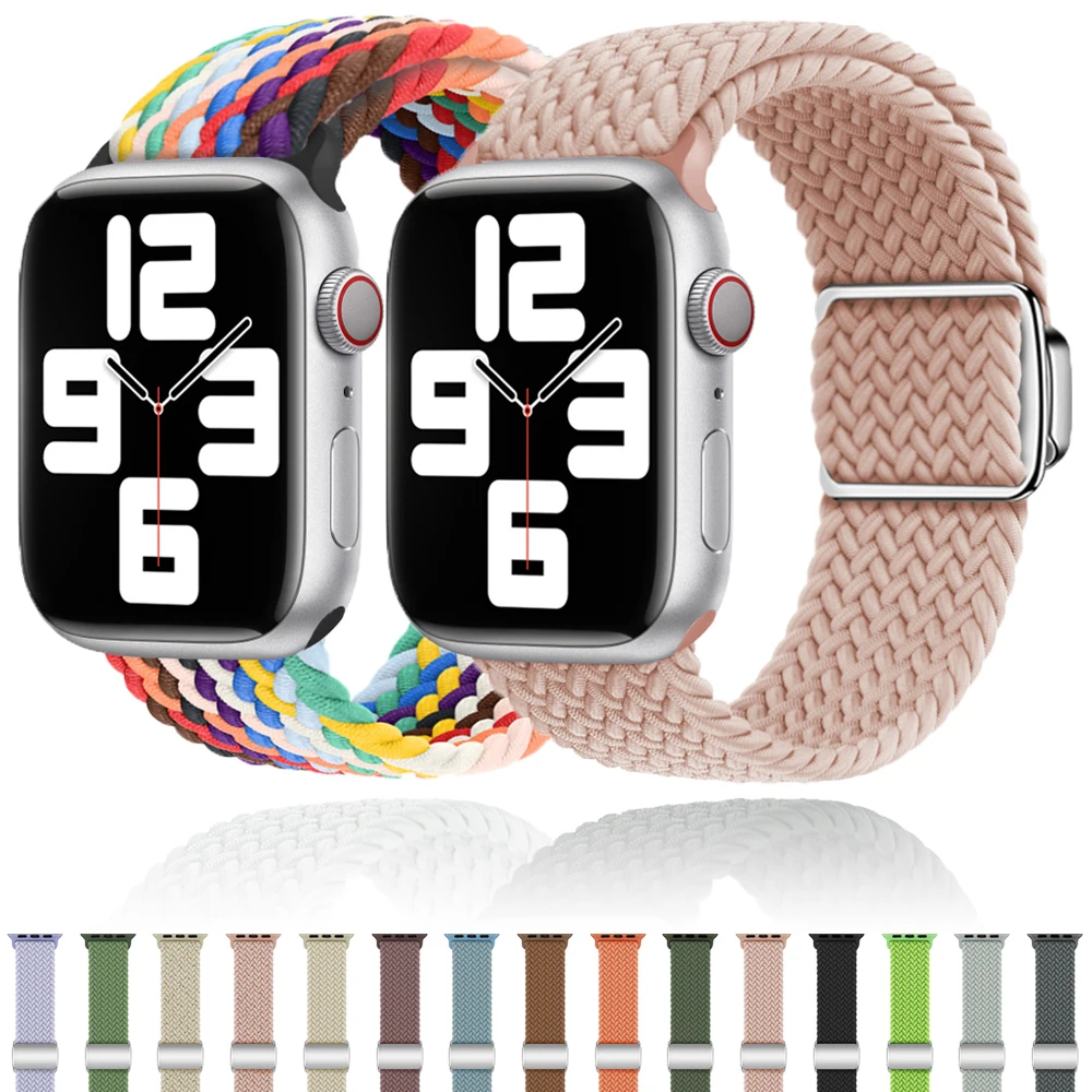 

Ремешок Соло для Apple Watch Band 44 мм 45 мм 42 мм 40 мм 38 мм 41 мм Ultra 49 мм, плетеный браслет для Iwatch Series 8 7 3 5 SE 6