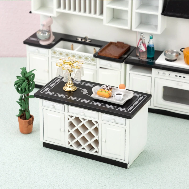 

3Pcs/set 1:12 Doll House Mini Kitchen Furniture Modern Kitchen Cabinet Decorations