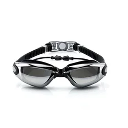 Premium Waterproof Fog-Proof Swim Goggles - Cool Silver Plated Racing Design (WHITE)