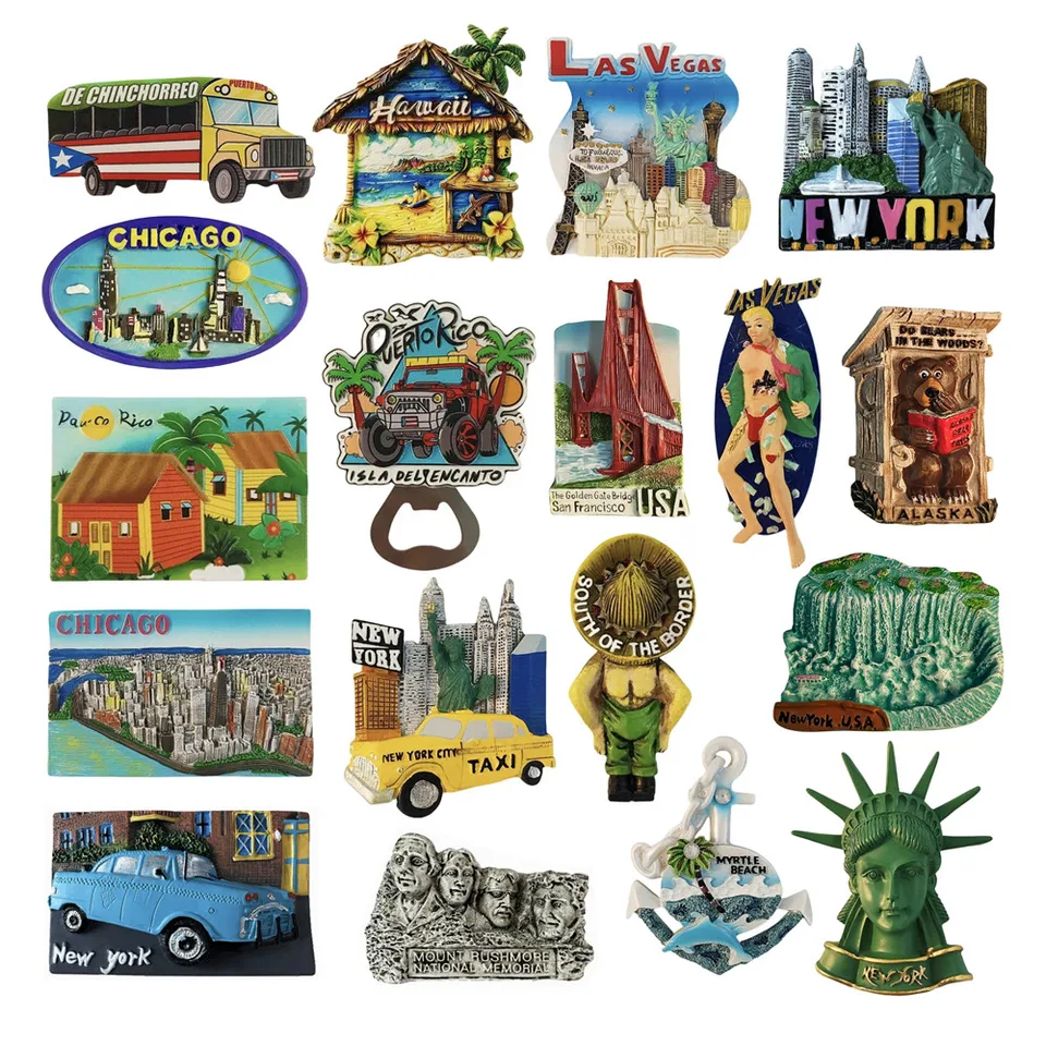 Magnete Frigorifero 3D Puerto Rico USA – Souvenir Artigianale In Poliresina, 6,2x8,5 Cm, Regalo Da Viaggio