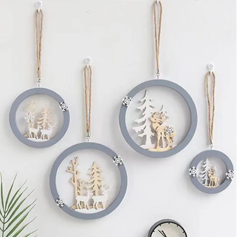 

Wooden Elk Xmas Pendant Creative Home Decor 2023 Room Bedroom Christmas Decoration Wood Crafts Party Supplies