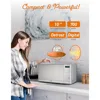 Microwave with 10 Power Levels, 700W with Digital Display, Countertop Microwave with Child Safety Door Lock, Programmable 4