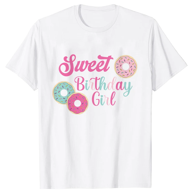 Sweet One Birthday T-shirts Girls 1st Birthday T-shirt Donut Theme Matching Family Party Tshirt Short Sleeve Top Tshirt