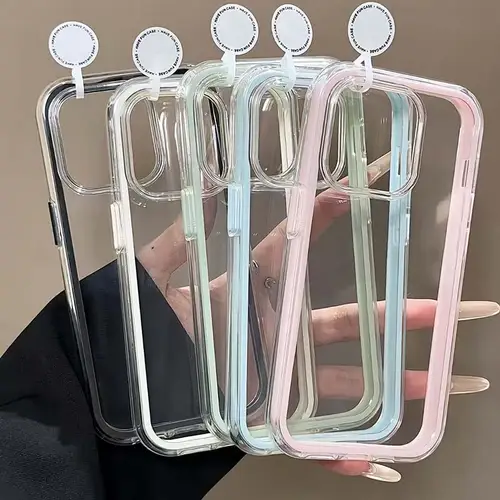 Luxury Candy Color Frame Clear Back Phone Case For iPhone 17 16 15 14 13 12 Pro Max 11 16PLUS 17 Acrylic Shockproof Bumper Cover - Image 2