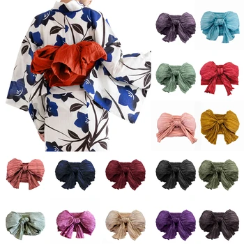 Japan Belt Floral Bowknot Kimono Accessories Pleated Multicolor Extra Wide Belts Beautuful Waistband Japanese Necessary Ornament 1