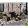 Outdoor Sofa Sets, 4PCS Patio Furniture Set, Outdoor Conversation Sets with Rattan Chair Table, Outdoors Garden Sofas Sets 2