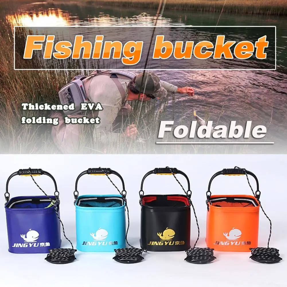 Fishing Bucket, Foldable Fishing Bait Bucket, Multifunctional Portable Folding Fishing Minnow Bucket Fish Live Bait Container, Outdoor Camping EVA Fishing Bag For Kids And Adult (Blue-8Gal/30L