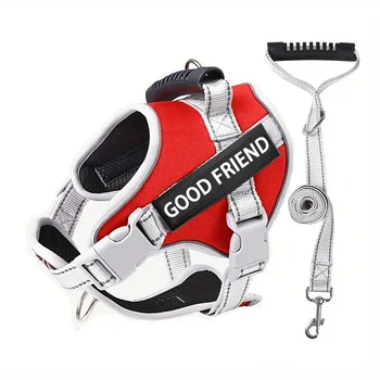 Reflective Dog Harness and Leash Set for Small and Medium Dogs - Adjustable and Comfortable Pet Vest for Safe Walking and Runnin