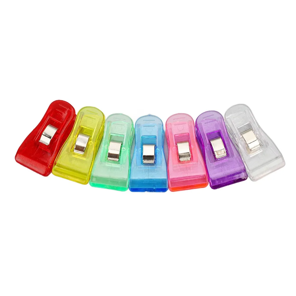 100 Pcs 플라스틱 플라스틱 클립 3.6*1.8cm 다목적 다채로운 투명 플라스틱 클립 투명 다채로운 소형 크기