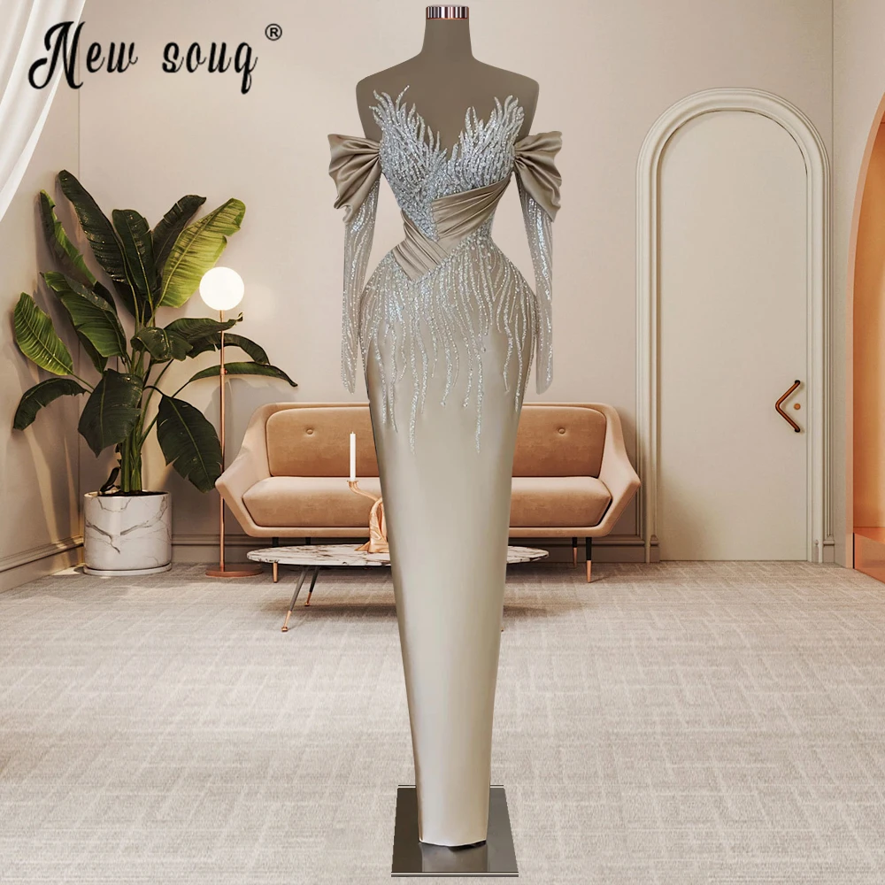

Modern Evening Dress Custom Made Off Shoulder Beading Wedding Party Gowns Arabic Women Special Occasion Dresses Vestidos De