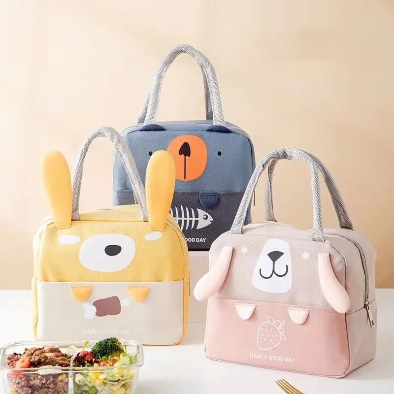 

Cartoon Meal Bag Student Lunch Bag Office Worker Aluminum Foil Insulation Box Children's Lunch Canvas Cooler Bag