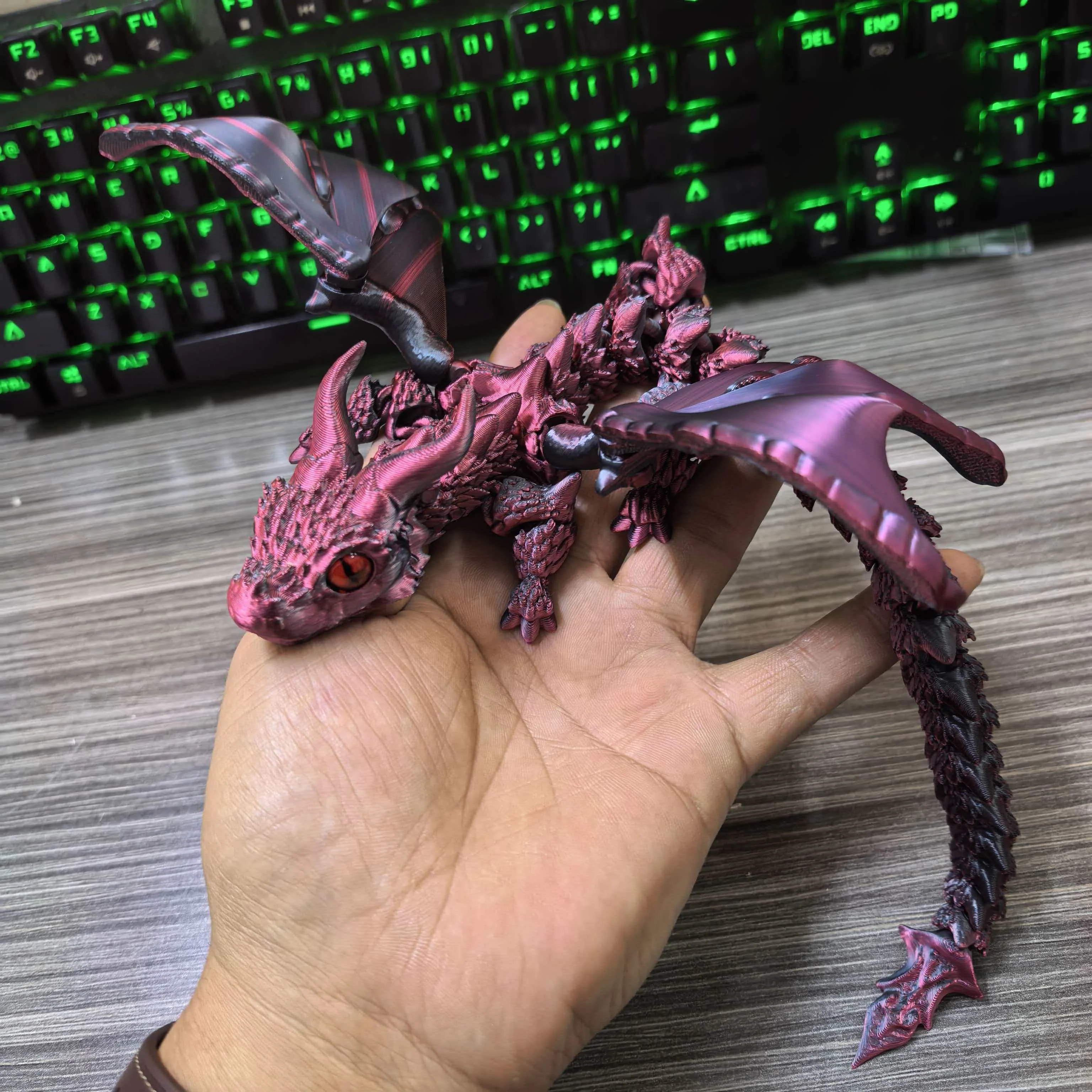 30CM 3D Printed Simulated Eyes Flying Joints Can Move Dragon Baby Ornaments Rockery Fish Tank Landscaping Decoration