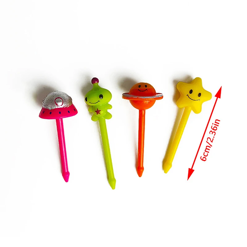 Fruit Fork Food Toothpicks 8PCS Children's Space Fruit Fork Kids Snack Dessert Decoration Forks Toothpick Lunch Salad Decoration Accessories Cake Picks