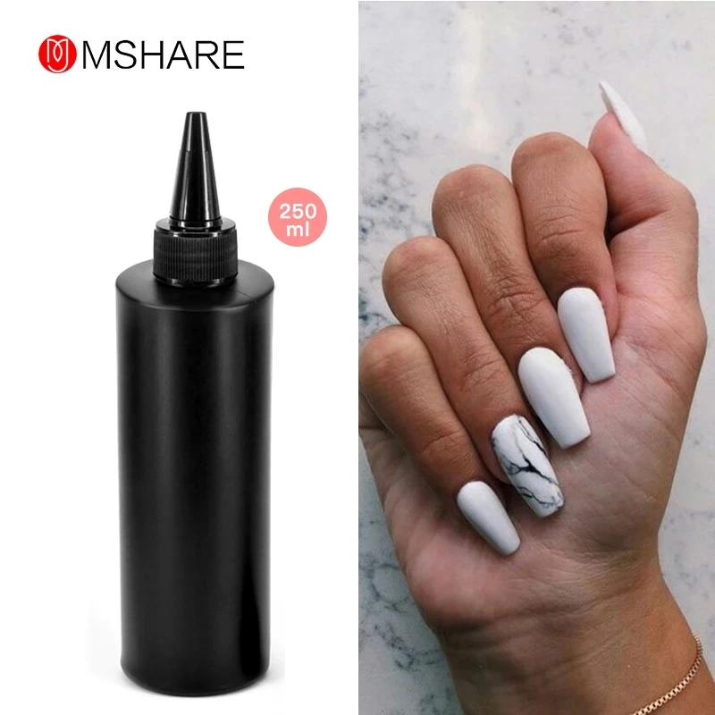 MSHARE 250ml Black White Nail Color Colour Milky White Gel Polish Semi Permanent Varnish Soak Off UV LED Nails 1