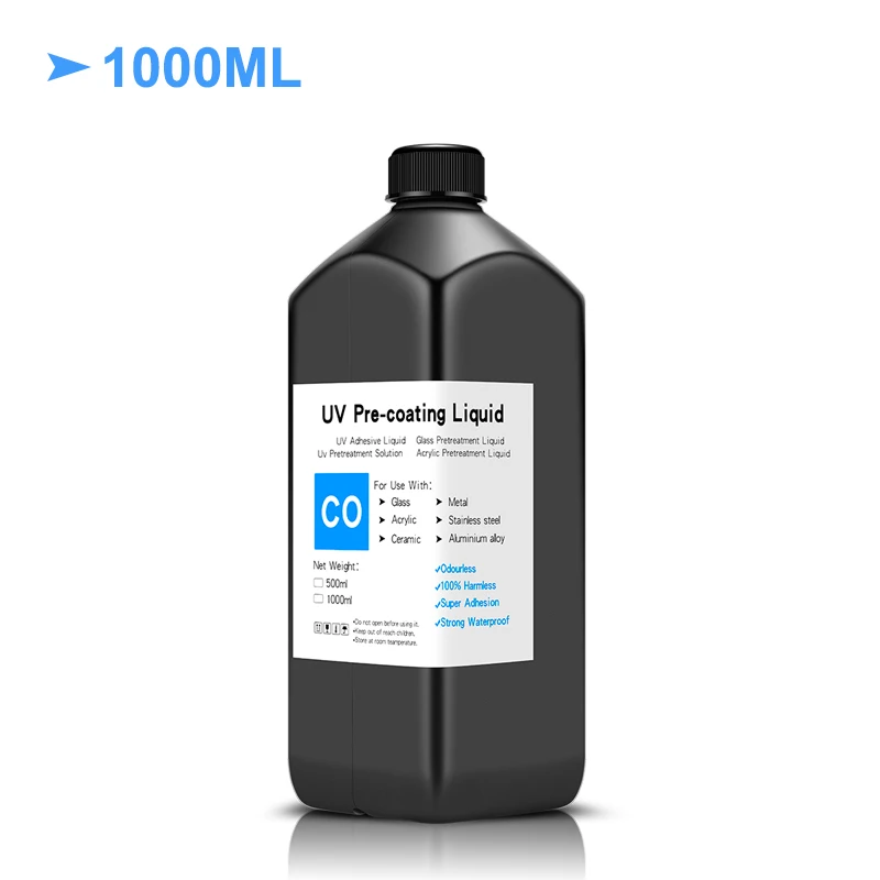 1000ML No Odor UV Coating Fluid UV Pretreatment Solution For Flatbed Printer For Glass Wood Metal Crystal Leather Ceramic PVC