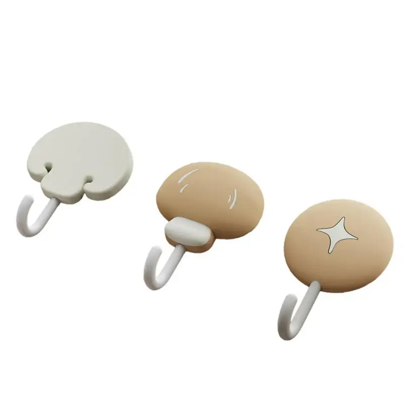 

Cute Hook Cute Mushroom Adhesive Seamless Hooks 5 Hooks Waterproof And Oilproof Heavy Duty Hooks For Bathroom Shower Kitchen