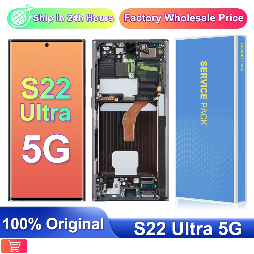 

6.8'' Original New Display For Samsung S22 Ultra LCD Touch Screen Digitizer For Samsung Galaxy S22 Ultra 5G LCD S908 S908B S908U
