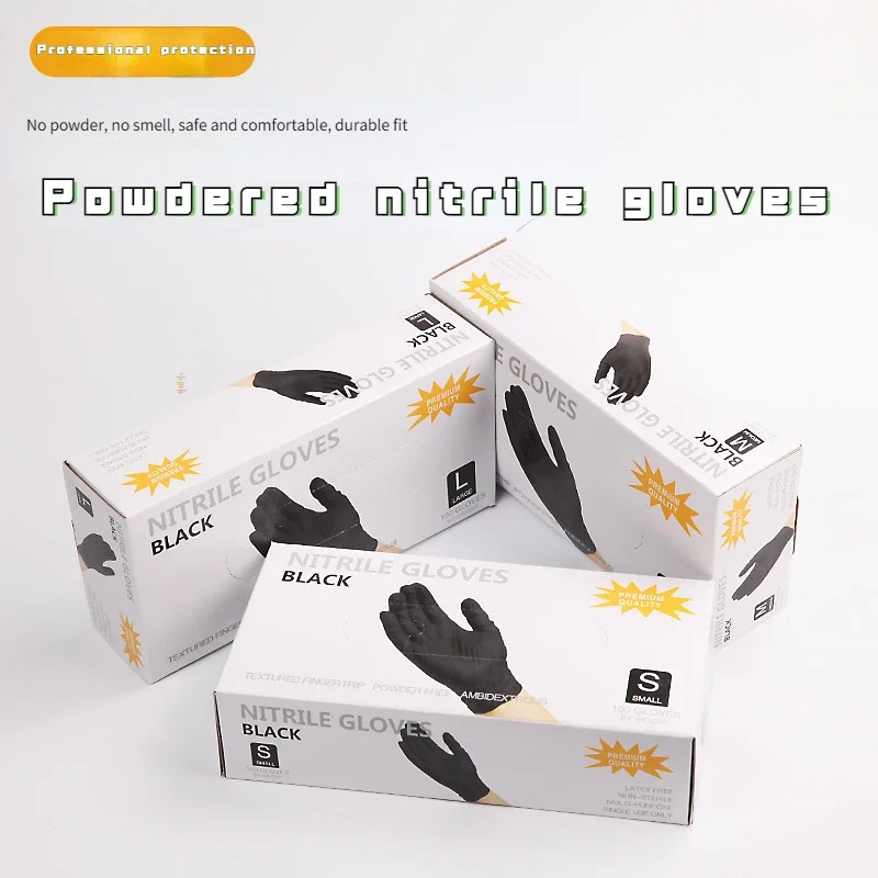 100pcs Disposable Nitrile Gloves Black Powder-Free Waterproo Tattoo Food Grade Gloves PUC Ding Qing Gloves Body Art Tattoo Tool industrial pvc gloves disposable latex free powder free touchscreen gloves for cooking restaurant bakery