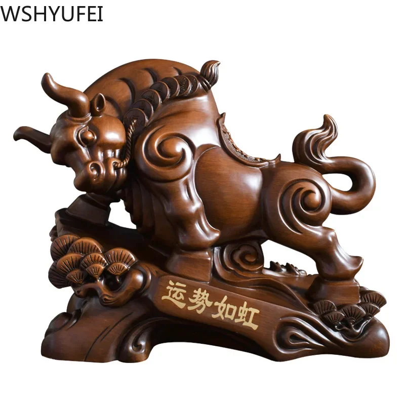 

Chinese resin Zodiac Bull Ornament Statue Figurine Miniature Animal Ornament Home Desk Decor Lucky Bull statues Ornament