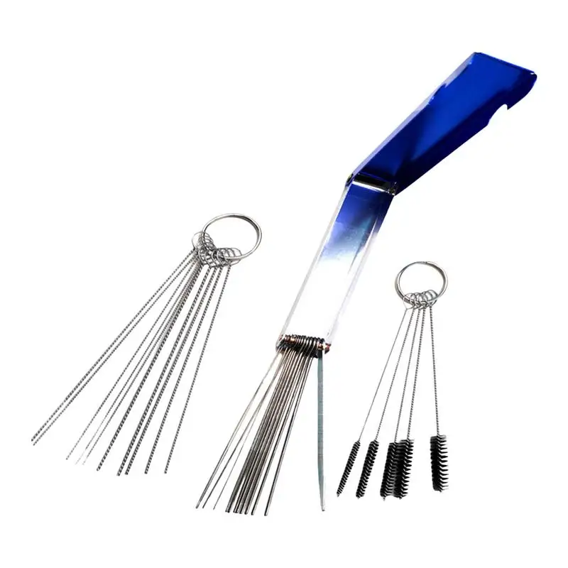 

Carb Cleaning Kit Portable Stainless Steel Tip Cleaner With Box Hangable Pick Tool Kit Multifunctional Cleaning Wires Set For