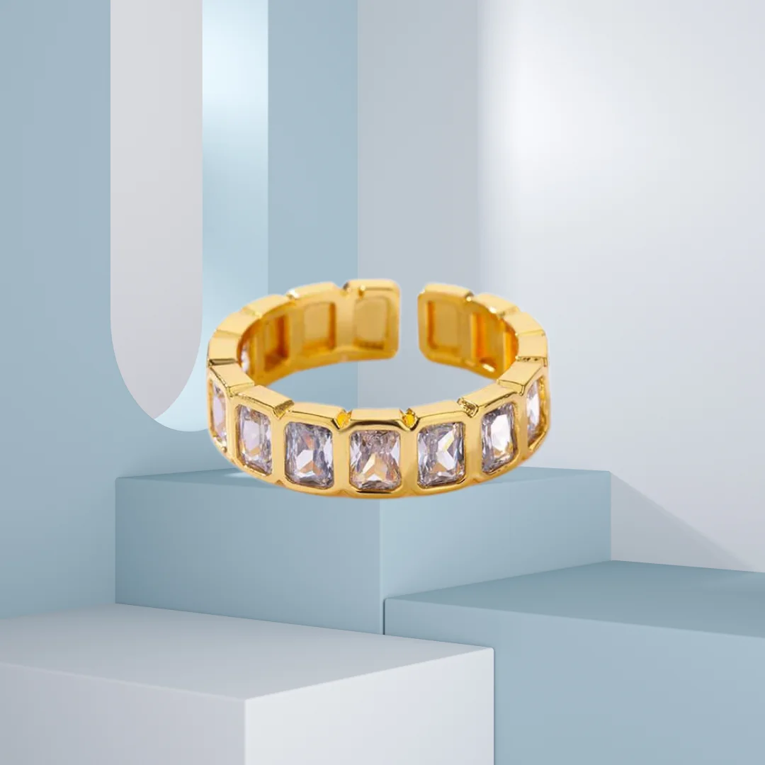 White square zirconia splicing open ring material information